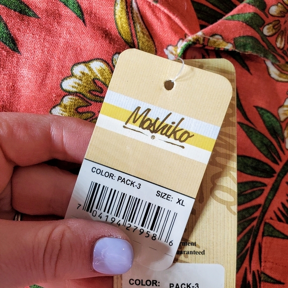 NWT Moshiko Men's Size Medium Tropical Button Down Collared Shirt - Picture 10 of 16